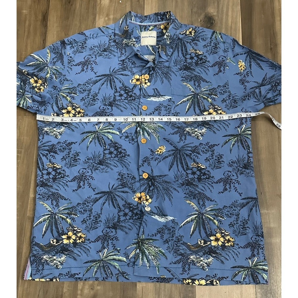 Tommy Bahama Men's XL Blue Shirt 100% Silk Floral Hula Hammock AOP - Picture 6 of 7
